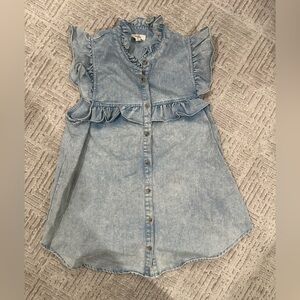 Entro Denim Blue Ruffle Button-Down Dress